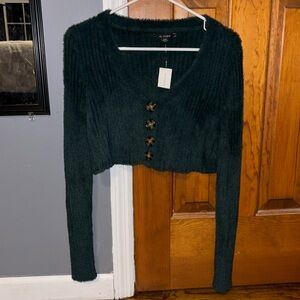 Forest green AE studio cropped sweater